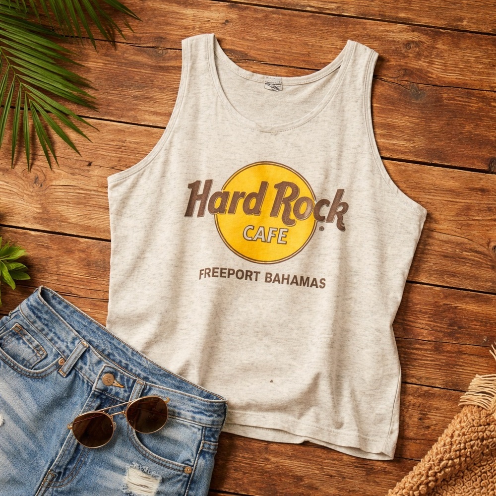 Vintage 90s Hard Rock Cafe Freeport Bahamas Single Stitch Graphic Tank L
